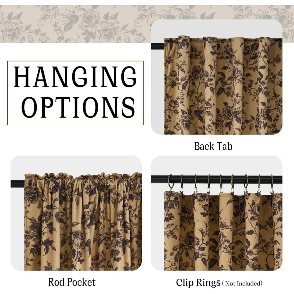 Vintage-Samtvorhänge mit Blumenmuster, senfgelb, 84-lang, isoliert für die Privatsphäre, 2er-Set, 50 breit