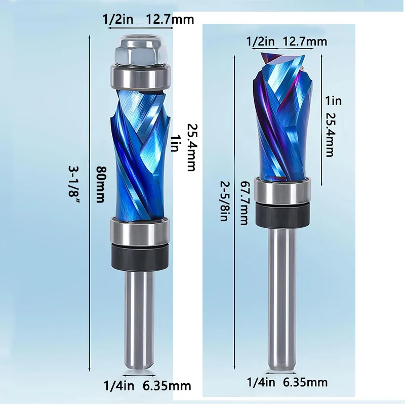 1/4 Inch (6.35mm) Shank Spiral Router Drill Bit, Used for Pattern Carving, Smooth Woodworking Edge Trimming, and Slotting