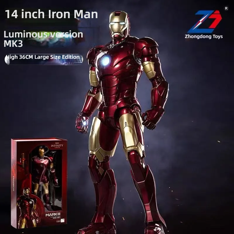 

ZD Toys Iron Man Series 14-Inch Movie Action Figure (MK3) - Articulated, with LED Lights, Ideal as a Toy Gift