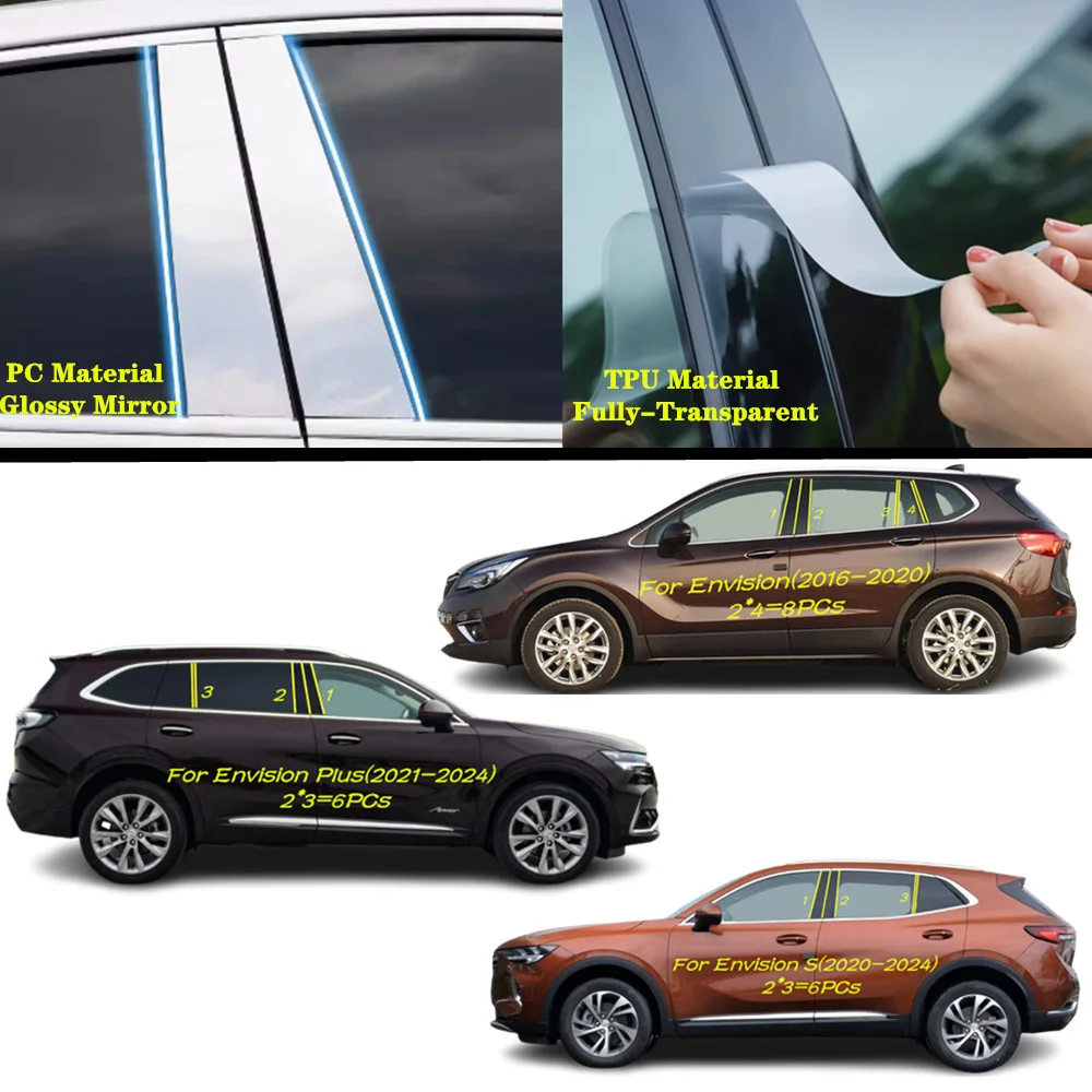 

For Buick Envision S PLUS 2014-2020-2024 Car PC Material Pillar Post Cover Door Trim Window Molding Sticker Plate Accessories