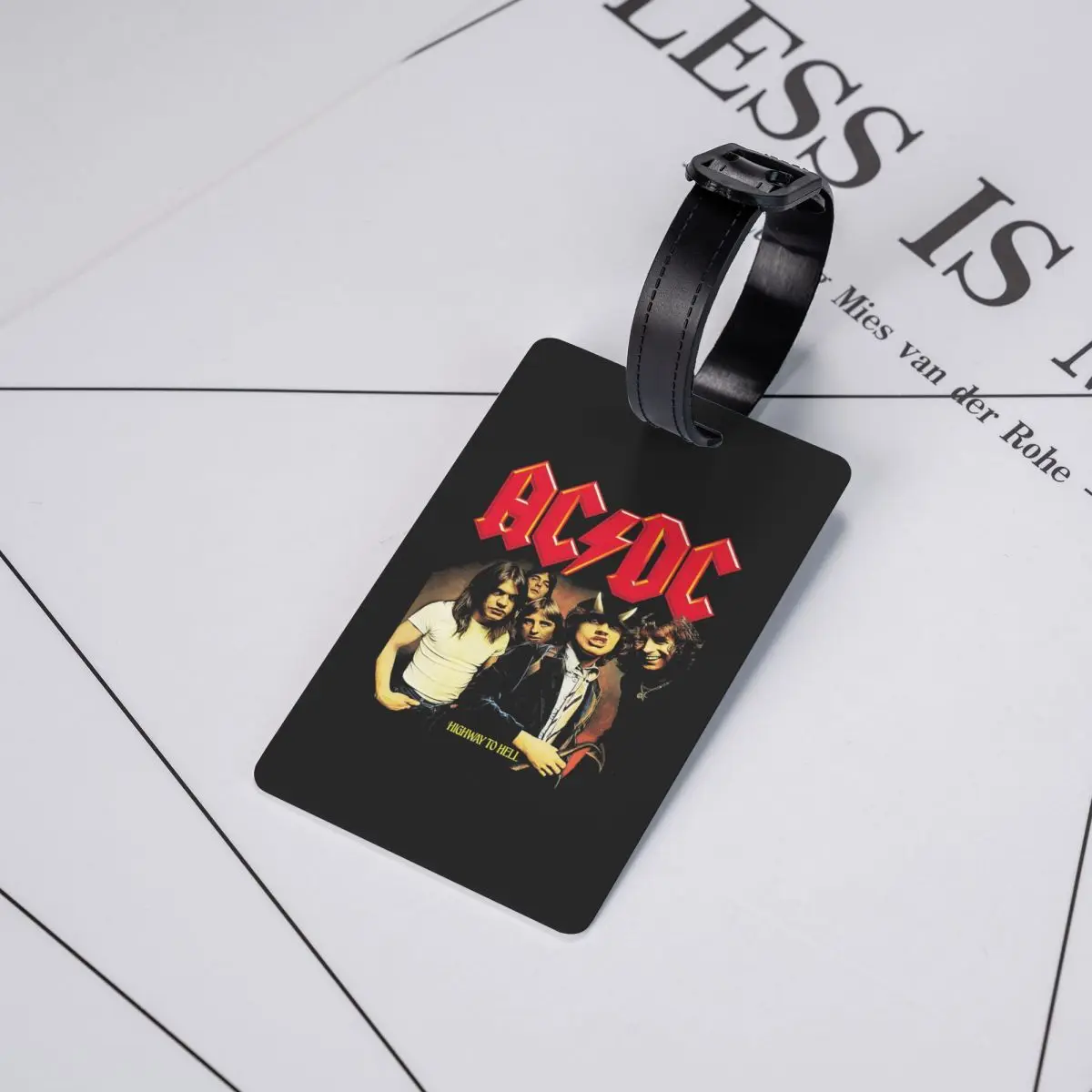 Étiquettes de bagage vintage Rock AC DC, pour valises, groupe de musique RapMetal, couverture de confidentialité, carte d'identité nominative