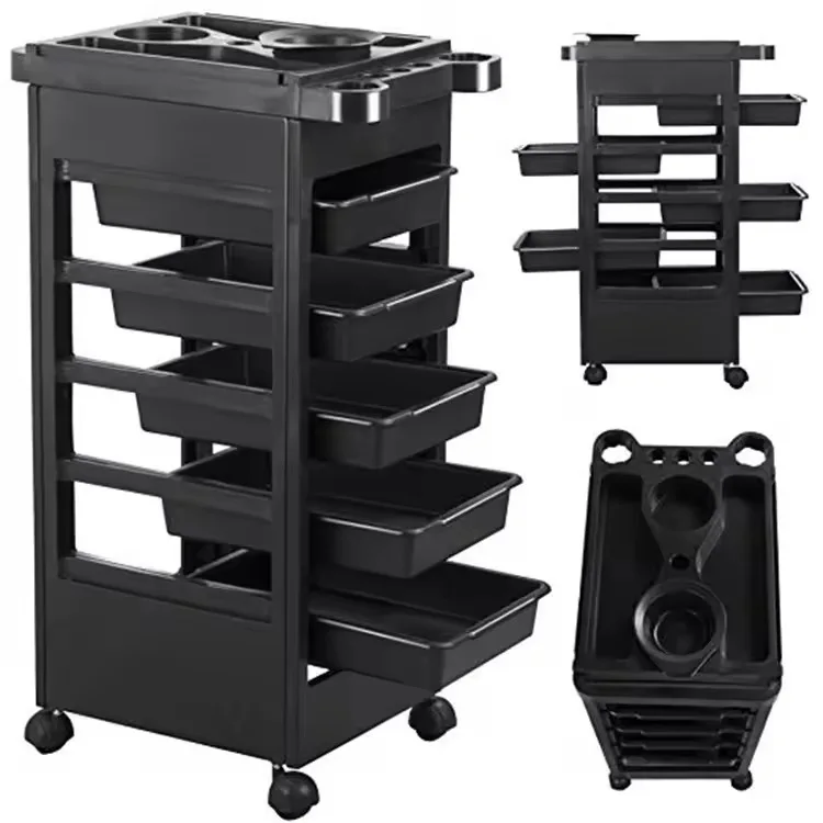 

Cart five-layer with hair dye bowl rotating storage mobile salon tool cart multi-function