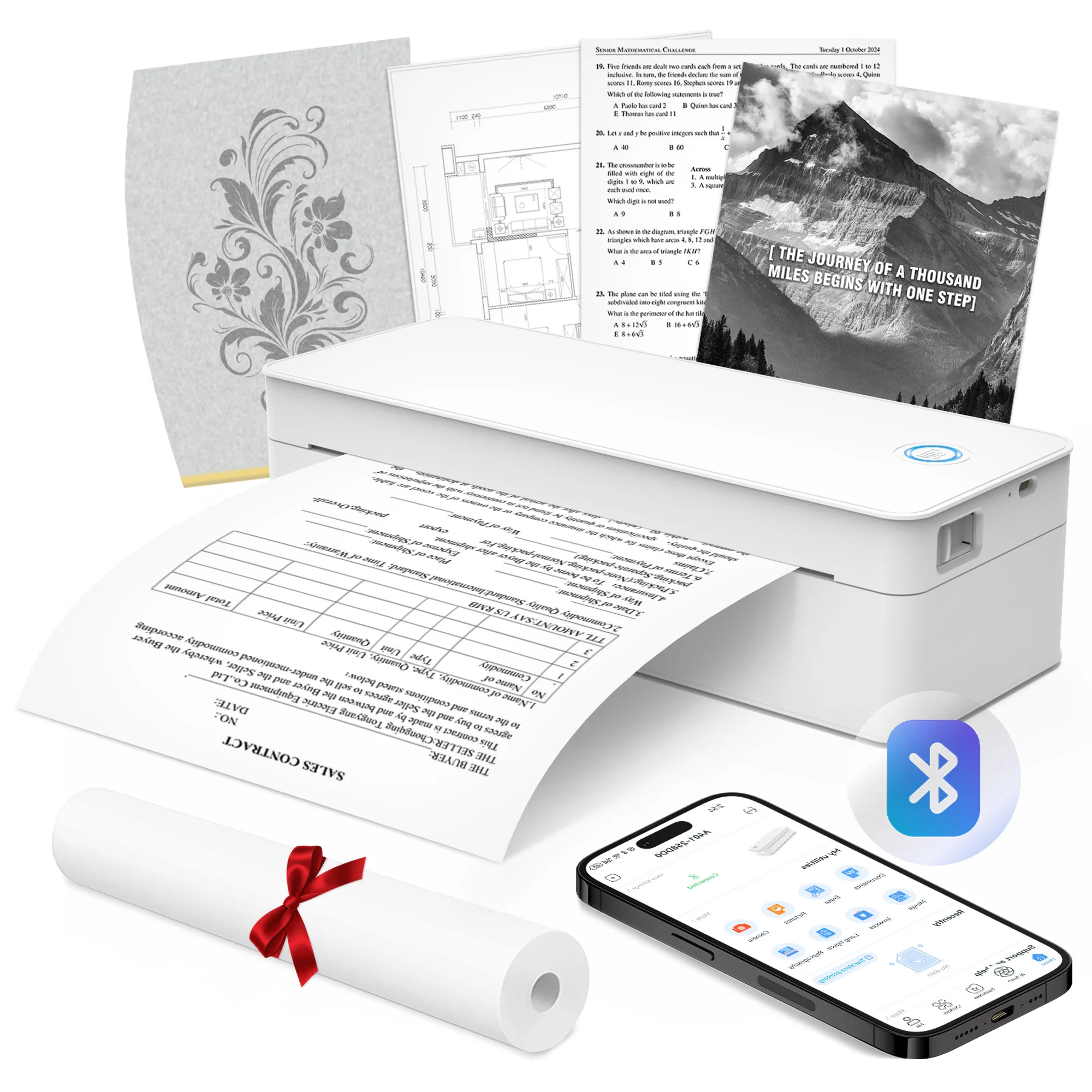 

A4 thermal printer, 203dpi, suitable for printing exam papers, mobile office applications, and tattoo templates, with paper tray