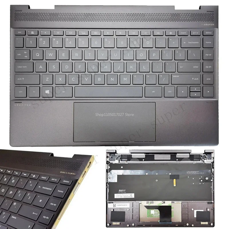 Original Laptop Case for HP Spectre X360 13-AE TPN-Q199 US Backlit Keyboard Palmrest Upper Cover Top Case Replacement 942040-001