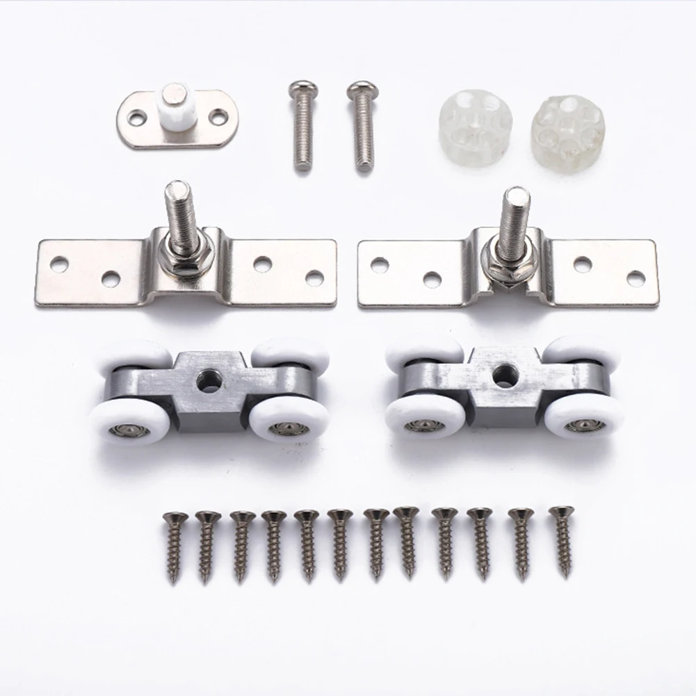 2pcs Sliding Door Roller Hardware Slide Doors Pulley 4-Wheels Glass Door Hanging Rail Track Pulley Silent Nylon Wheels