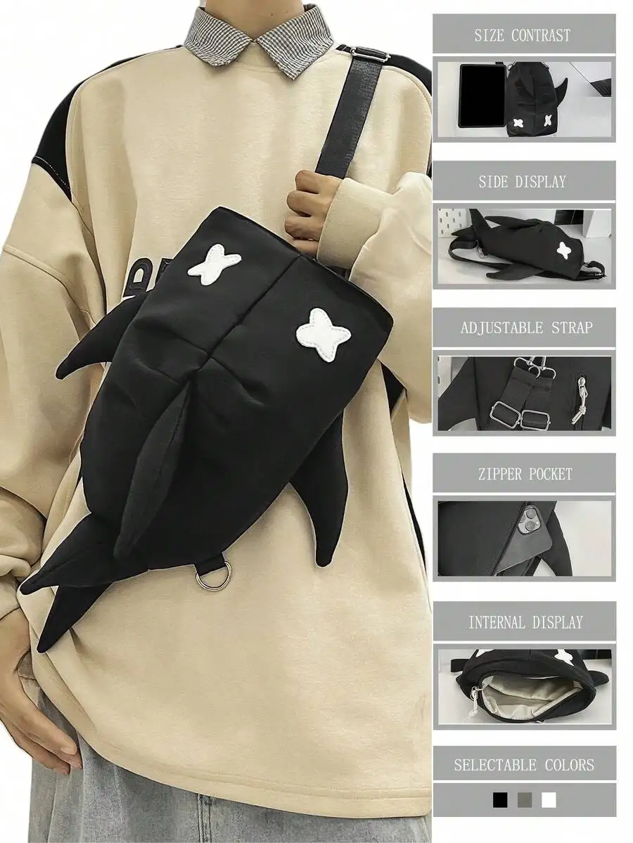 

Men's Shark Design Backpack: Lightweight Multi-Pocket for School, Travel & Sports. Ideal Anime Gift.
