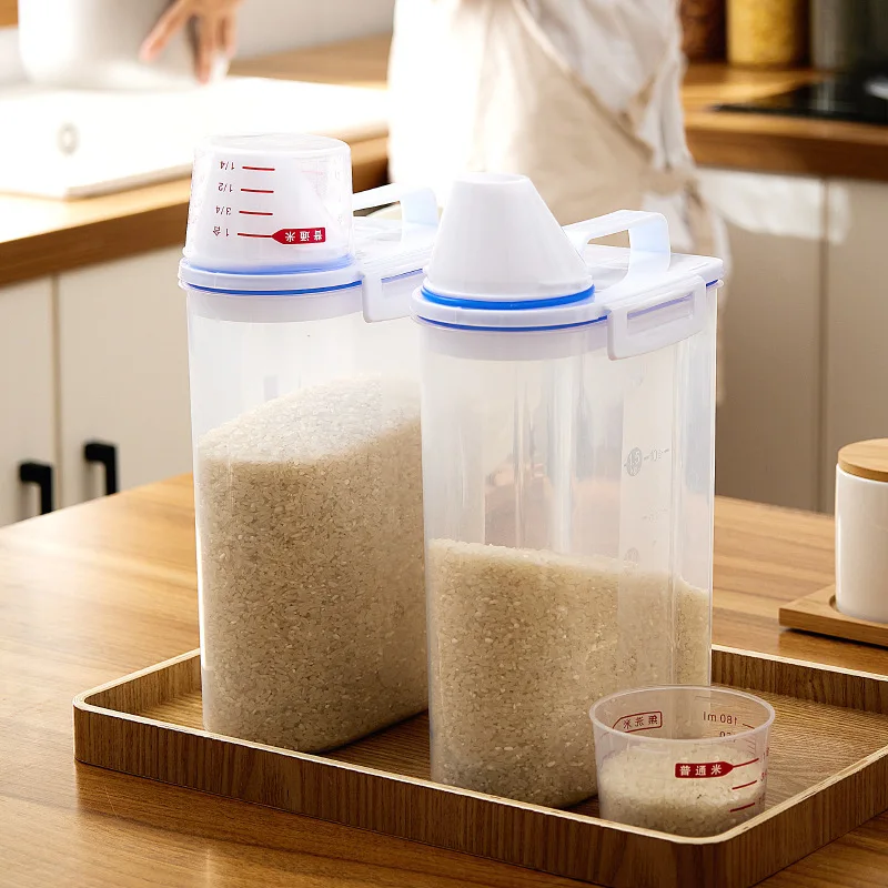 Jarra selada portátil, jarra de grãos diversos, caixa de armazenamento de cozinha, transparente, comida para gatos, balde de arroz, lanche, jarra de armazenamento de chá