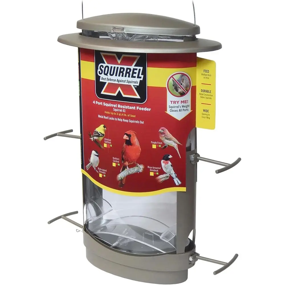 

Кормушка для птиц с защитой от белок, вместимостью 4,2 фунта и четырьмя отверстиями для кормления