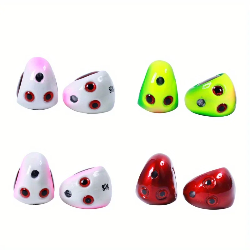 Ackibbik 4 قطعة 40 جرام طعوم القفز للمياه المالحة مع الرصاص تهزهز رئيس تاي المطاط تنورة قارب الصيد الطعوم #6