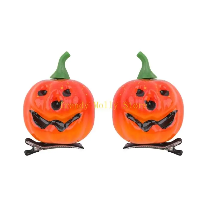 

N5KB Halloween Hair Clips Smiling Pumpkin Alligators Barrettes Pumpkin Hairpins Gift
