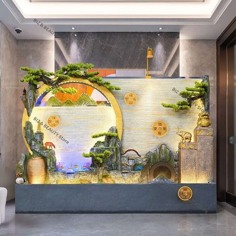 L-Large Indoor Outdoor Water Wall – Floor Standing Glass Waterfall Fountain Patio Privacy Screen & Landscape Decor JT40