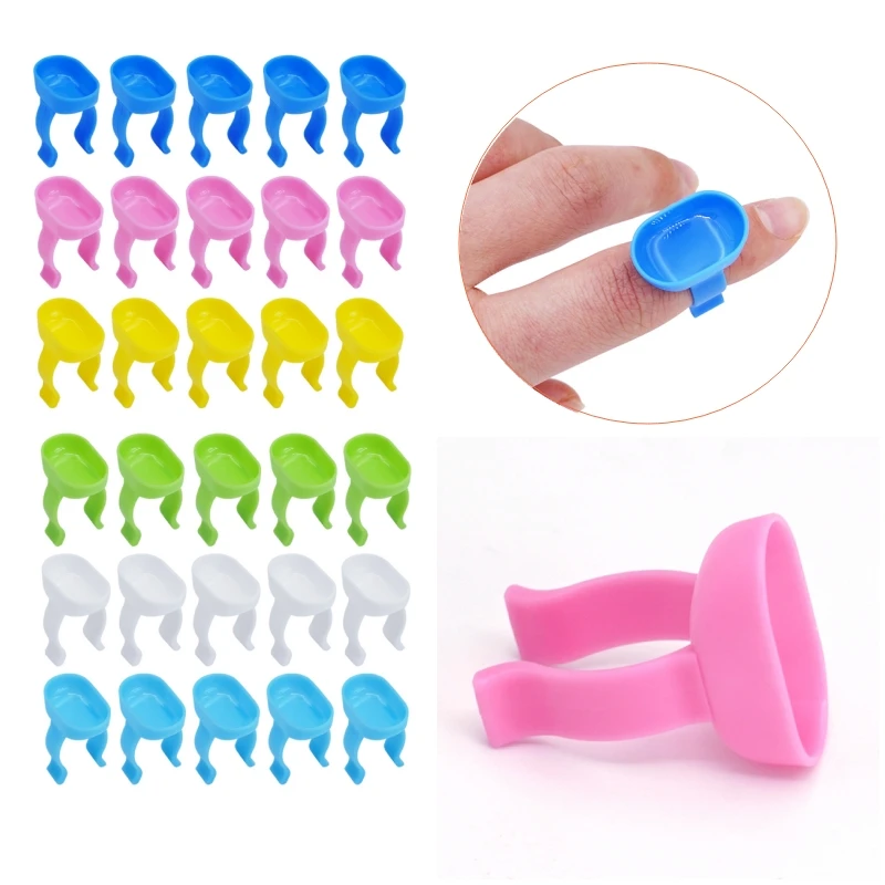 100Pcs Dental Mixing Finger Rings Disposable Prophy Ring Handy Bowl Cup for Mixing Cement Powder Class Dentistry Material