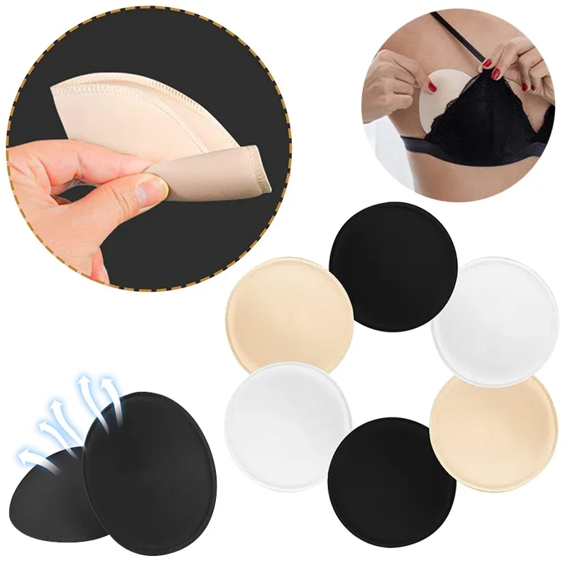 3Pairs Soft Sponge Bra Pads Push Up Breast Enhancer Removeable Bra Padding Inserts Cups for  Bikini Swimsuit Padding Intimates