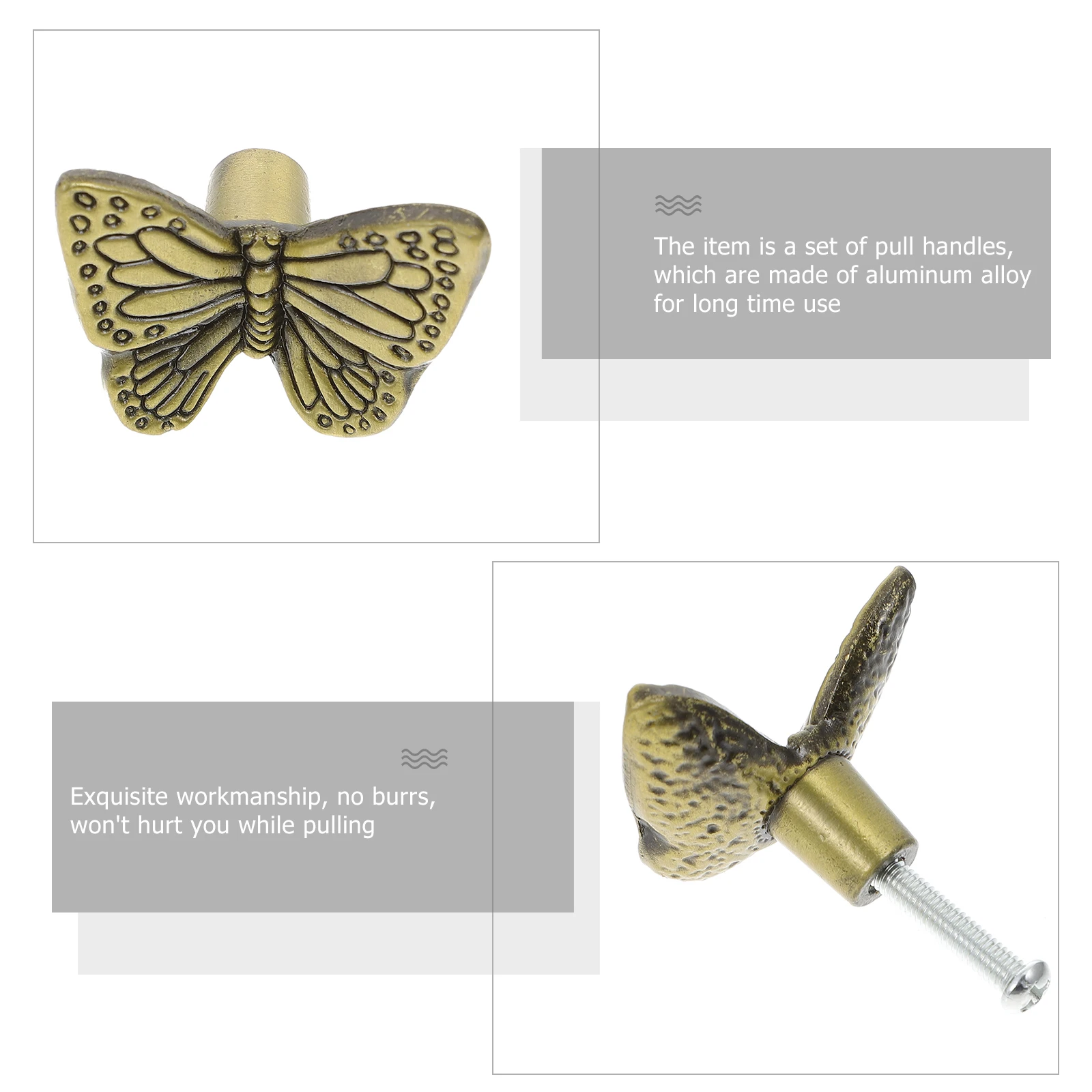 

4Pcs Single Hole Pull Elegant Butterflies Style Drawer Handles for Closet Cabinet Wood Box Decorative Pulls Cupboard Door Knobs