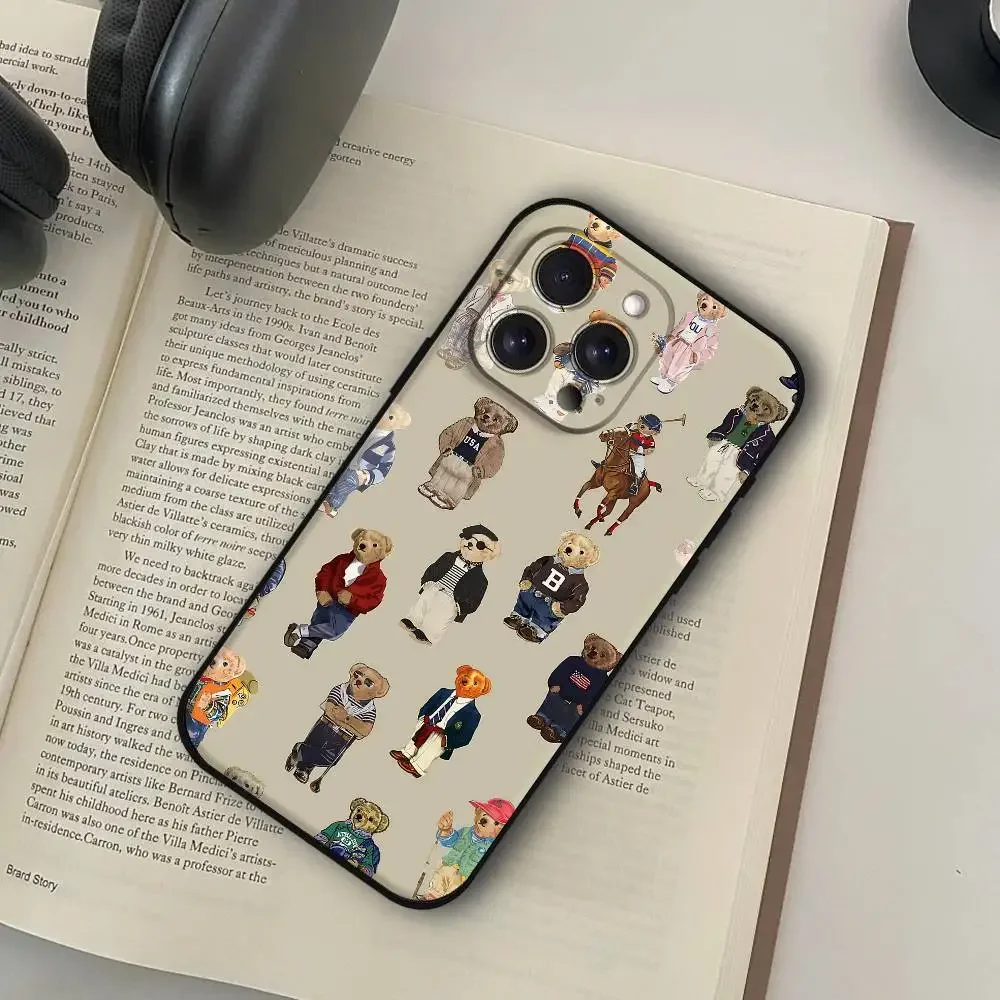 Fashion Teddy Bear Phone Case For iPhone 17 16 15 11 12 14 13 Pro Max Mini XS XR 7 Plus 17E Air Shockproof Silicone Cover Fundas view 5