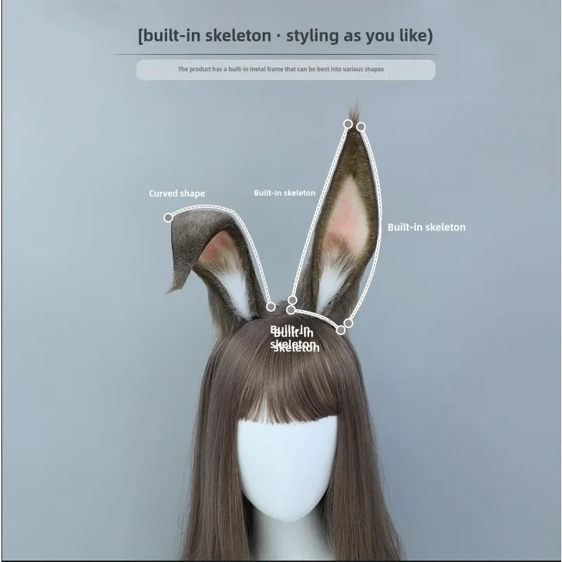 Kaninchen Haarband Hasenohren Stirnbänder für Mädchen Kopfbedeckung realistische Dekoration