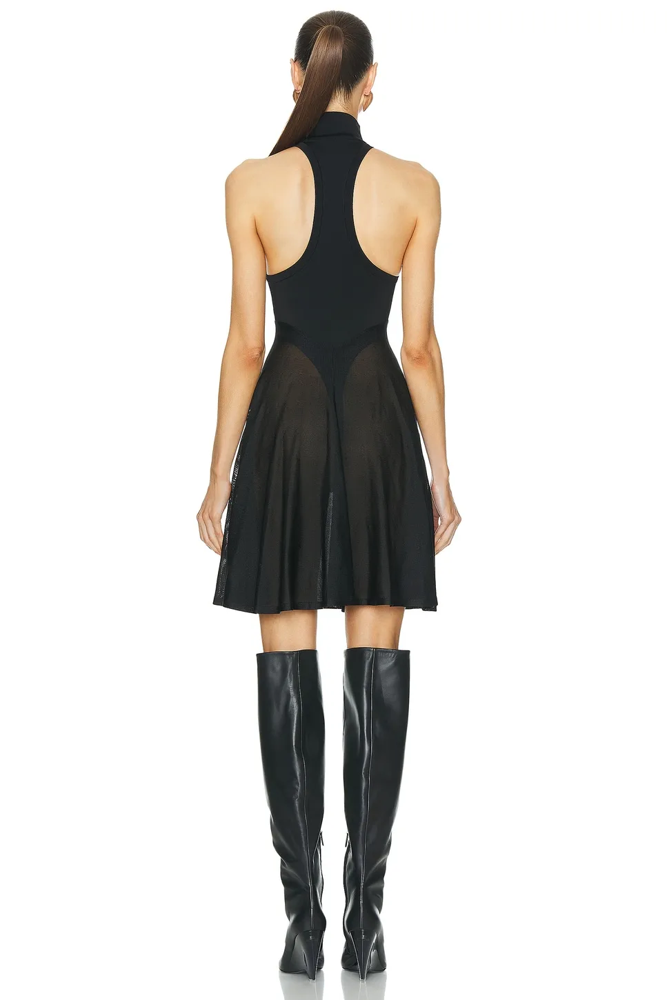 New black high-end designer handmade lower body mesh design ALAIA dresses