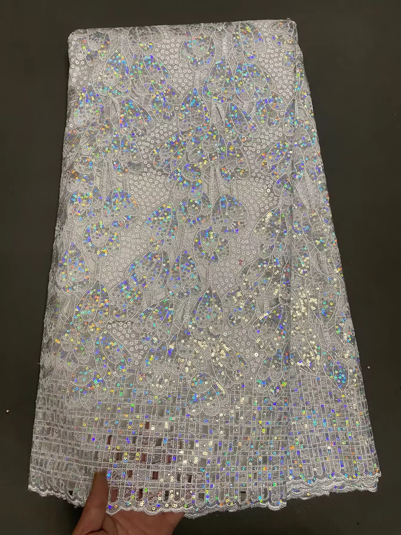 Kain Renda Guipure Tali Afrika dengan Payet 2025 Kualitas Tinggi Bahan Jaring Nigeria Gaun Pesta Renda Ghana Jahit 5 Yard