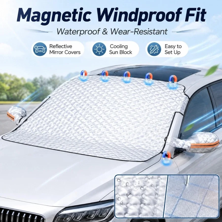 Car Windshield Sunshade Cover Easy Clean UV Frost Resistant Fit Hatchback Sedan Mini Car for Daily Outdoor Use