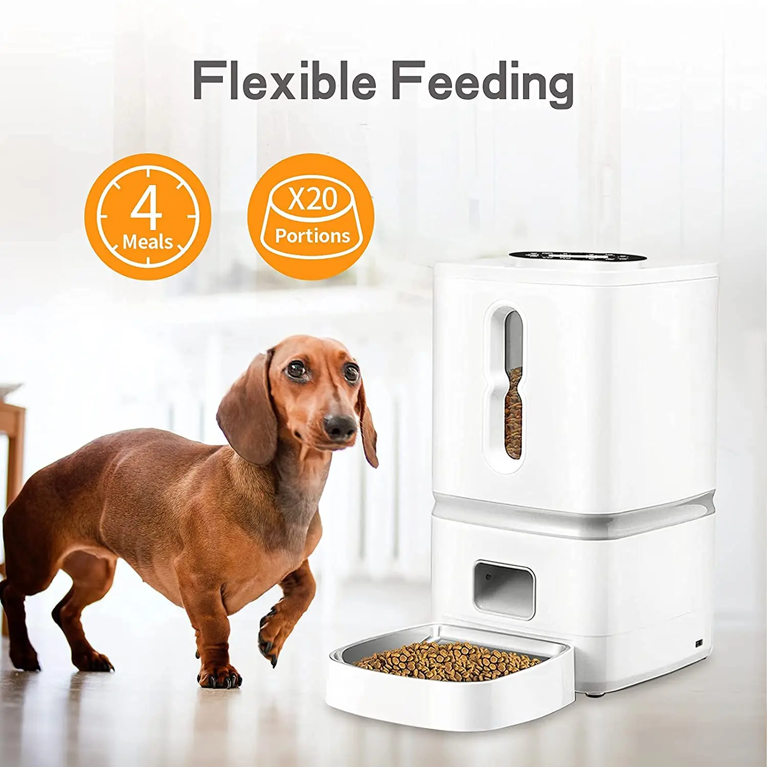 Newest 7L Large Capacity Pet Smart Feeder, Small & Medium Pets Adjustable Feedering Control Automatic Pet Feeder Food Dispenser