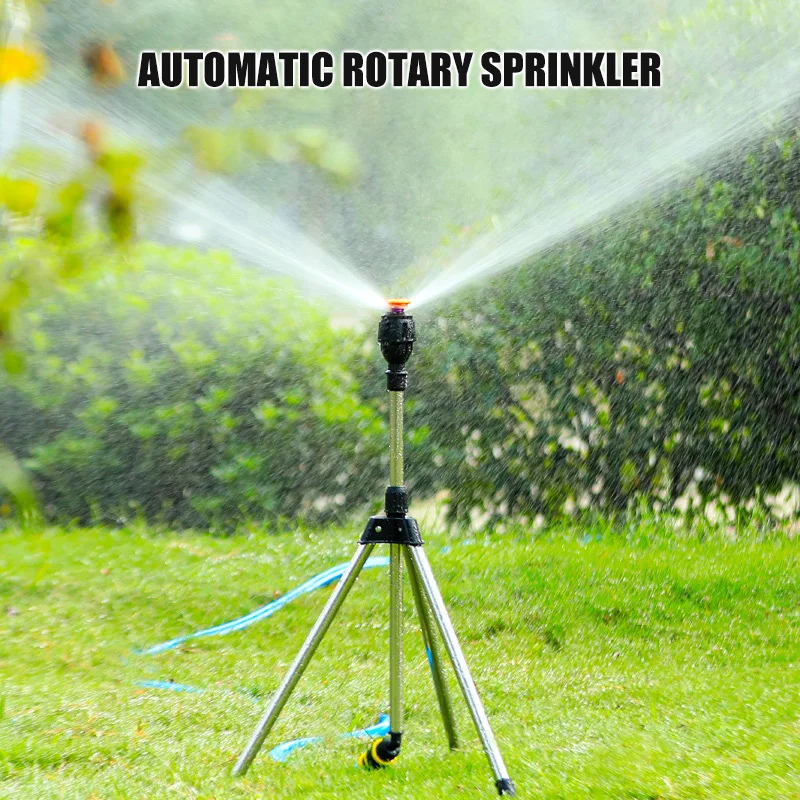 360 Automatic Rotating Rocker Sprinkler with Tripod Telescopic Support Stainless Garden Lawn Orchard Irrigation Watering System