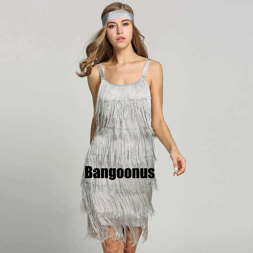 

Women Vintage Vestidos 1920s Flapper Girl Fancy Dress Great Gatsby Dress Costumes Slash Neck Strappy Fringe Swing Party Dress