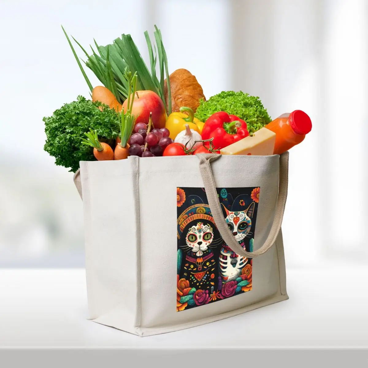 Cats on Day of the Dead, Dia de Los Muertos Tote Bag ecological bags hand bag ladies Cloth bag Women's shopper
