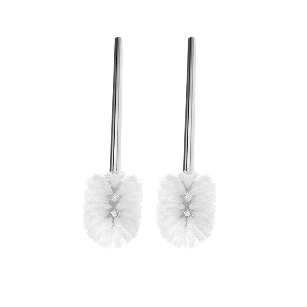 

2PCS Toilet Brush Stainless Steel Handle Plastic Head WC Bathroom Cleaning Replaceable Brush Hair 360Degree Clean Hygienic
