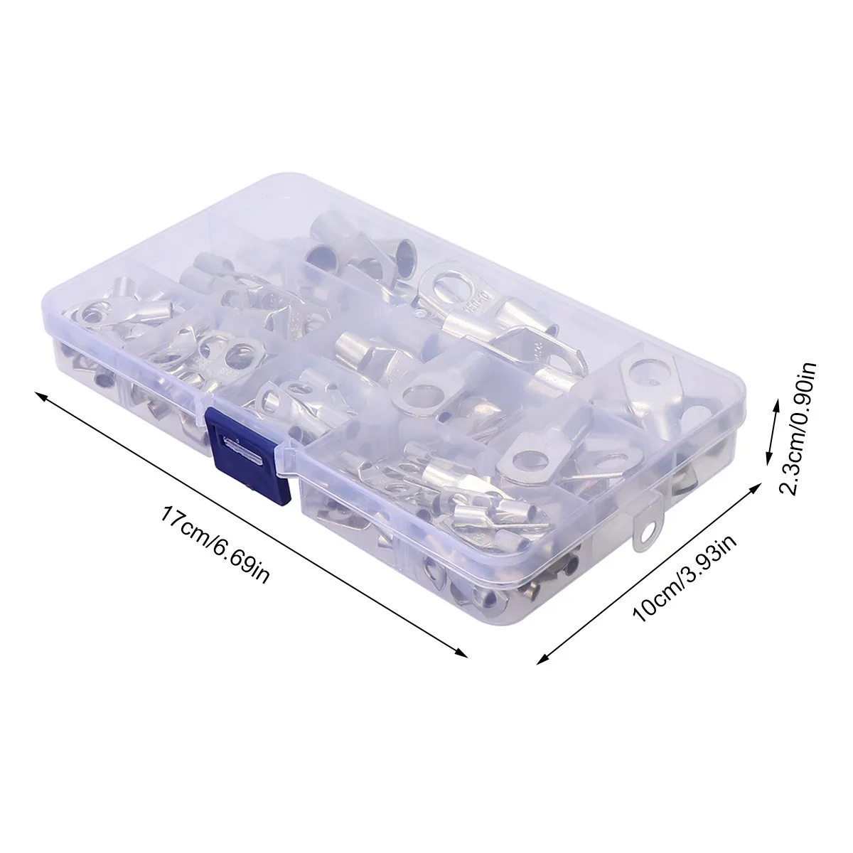 120pcs Copper Wire Connectors Tinned Closed Ends For Battery Cable Heavy Duty Tubular Ring Terminal Lugs Bare Eyelets Silver