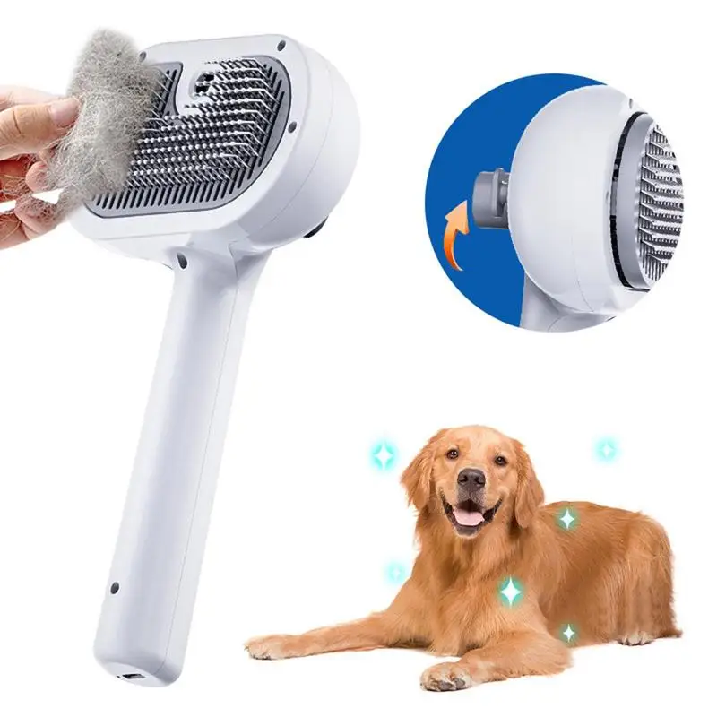 Cat Brush Spray Cat Brush For Shedding Pet Hair Remover And Cleaner Brush With Water Spray Design Self-Cleaning Function Cat