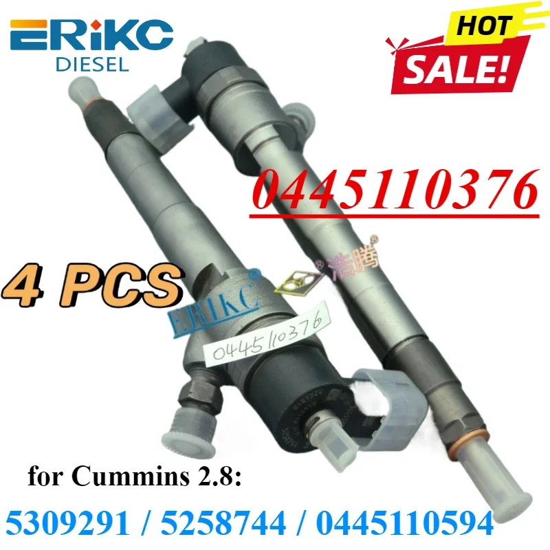 4PC 0445110376 Common Rail Fuel Injector 0 445 110 376 Diesel Engine Pump Sprayer For Bosch Cummins 5309291 5258744