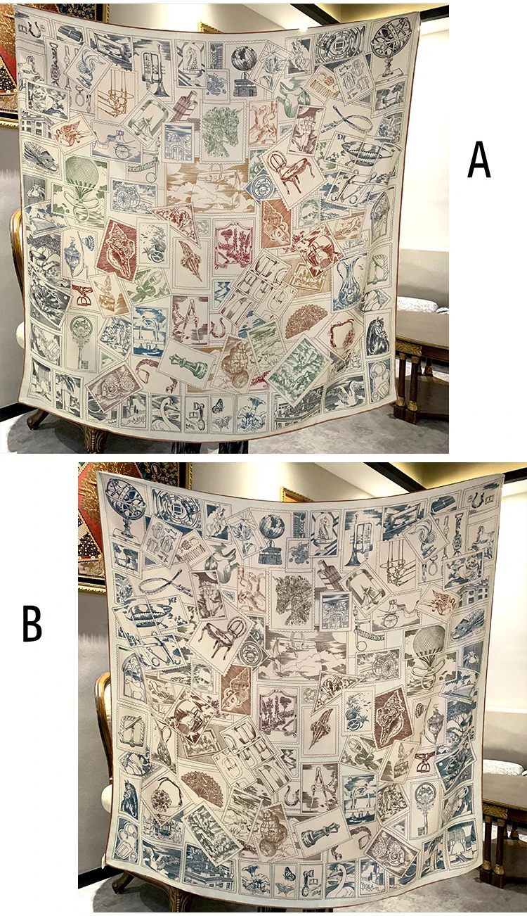 

Two Faced Wool Silk Scarf 135CM Rollerd Edges Square Wool Scarves Wraps Large Bandanas Stole 135CM Mother Christmas Gift