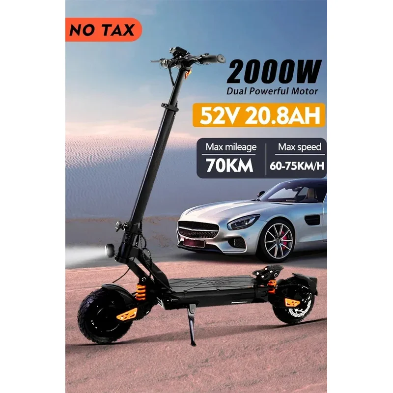 

G2 Master Electric Scooter - 2000W Dual Motor, 52V 20.8AH Battery, Hydraulic Shock Absorption, 70KM/H Speed, Adult E-Scooter