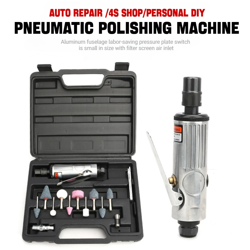 

Мощная пневматическая шлифовальная машинка 1/4" и 1/8" с набором из 15 предметов, давление 90 фунтов на кв. дюйм, с шлифовальными насадками для резьбы по металлу, полировки камня