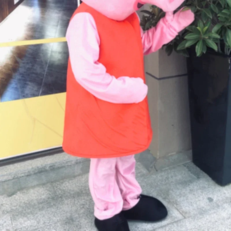 New High Quality Red Blue sexy adult pig cartoon character mascot costumes with red dress for kids events