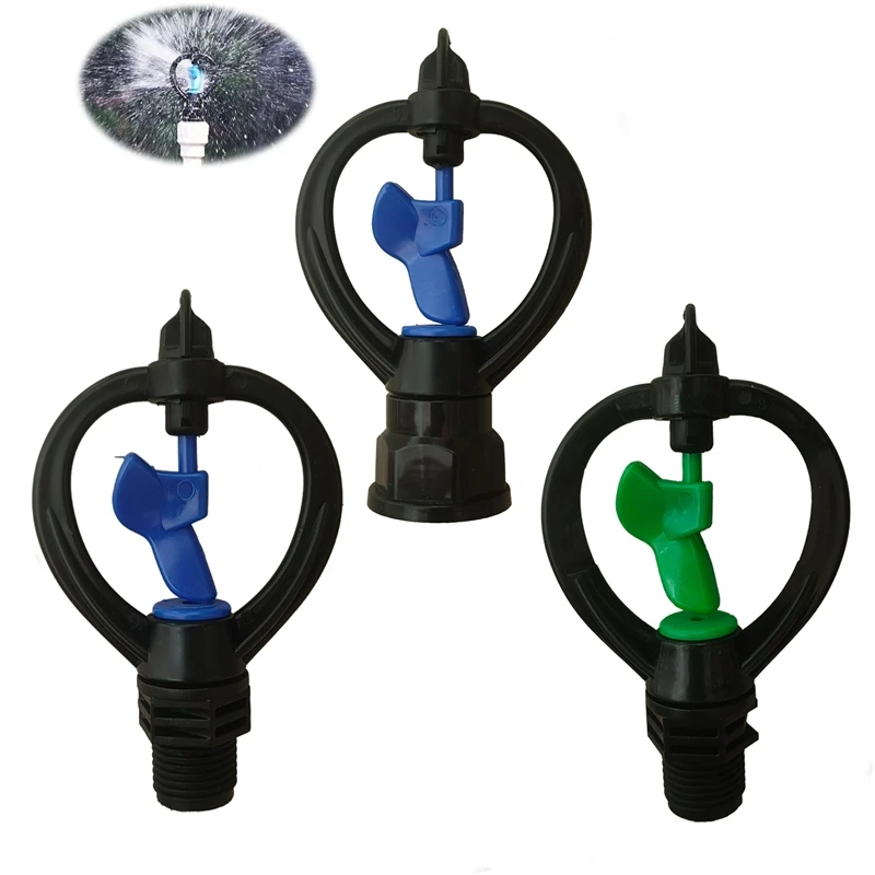 Arroseur rotatif de jardin à filetage externe/intérieur de 1/2 pouce, système de micro-irrigation pour pelouse, buse en plastique