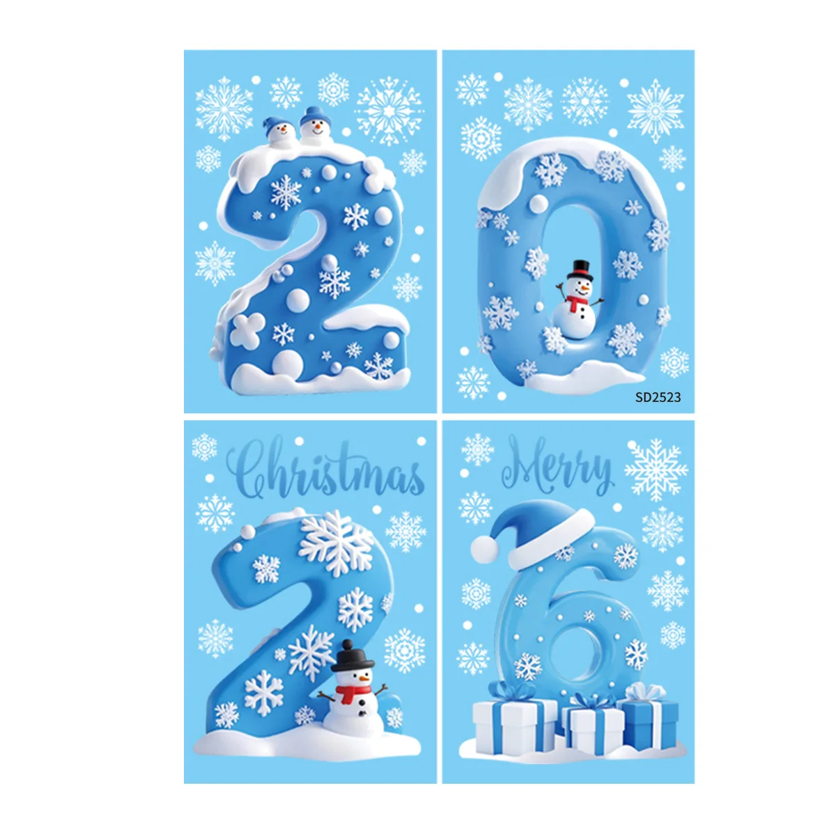 2026 Christmas Window Stickers Santa Claus Xmas Cartoon Glass Decal Merry Christmas New Year Holiday Decorations for Home