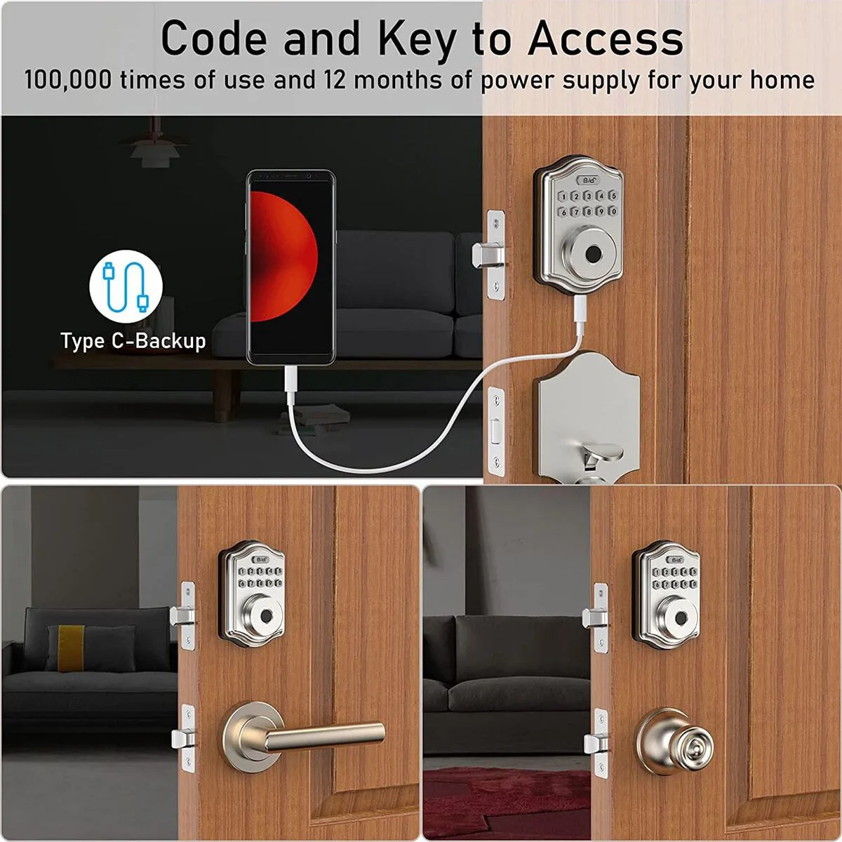 CIEPOJIT Digital Electronic Door Lock with Smart Fingerprint Password Rfid Card,Deadbolt Keyless Entry, Digital Biometric Locks