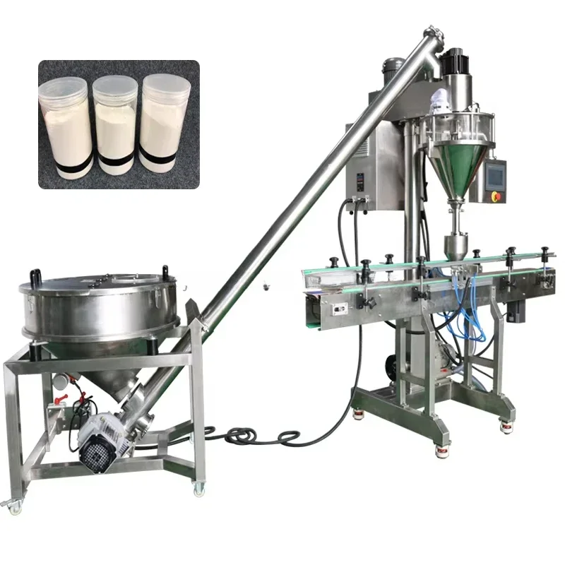 Factory hot sale jar can bag coffee milk protein spices powder bottle small volume sachet powder filling machine 500g-1000g