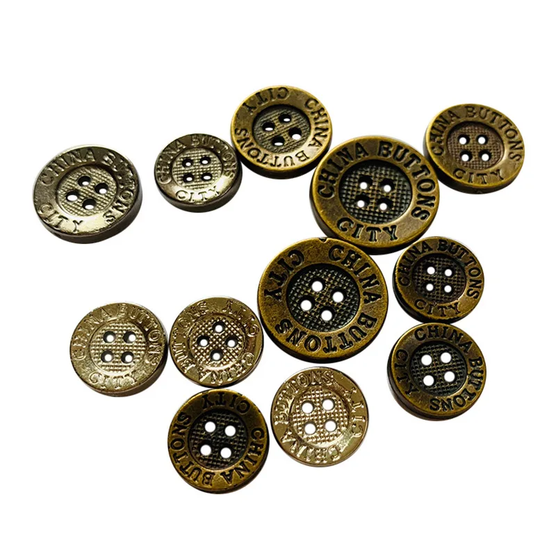 50pcs/lot 15/18/21mm Imitation Metal Vintage Buttons Plastic Resin 4 Hole Shirts Clothes Button DIY Sewing Accessories Wholesale