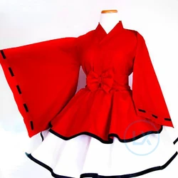 Anime Cosplay Costume Lolita Inuyasha Kimono Dress Full Sets Custom Made Halloween Costume For Female Girls COS CLOTHES