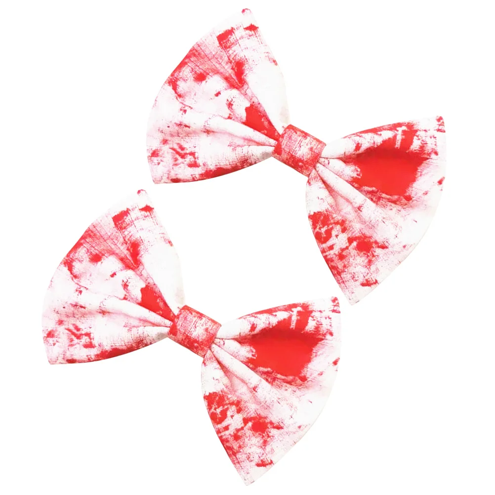 

2pcs Bloody Bow Hair Clips Horror Bowknot Hairpin Scary Hair Barrettes Costume Hair Accessories bloody printed bow hairpin for w