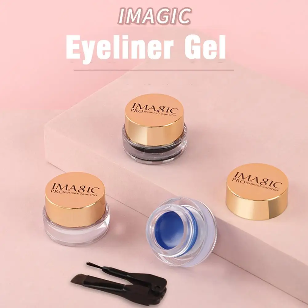 Imagic delineador à prova d'água, delineador em gel, maquiagem, delineador cosmético 24 com pincel, delineador em gel, kit de olhos de longa duração, horas l2f9