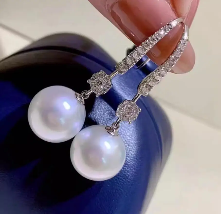 

gorgeous 10-11mm 9-10mm south sea white round pearl stud earring 925s