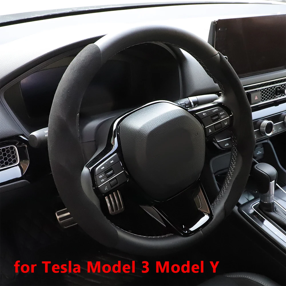 

for Tesla Model 3 Model Y Car Steering Wheel Booster Cover Non-Slip Leather Sport Auto Interior Decoration Accessories