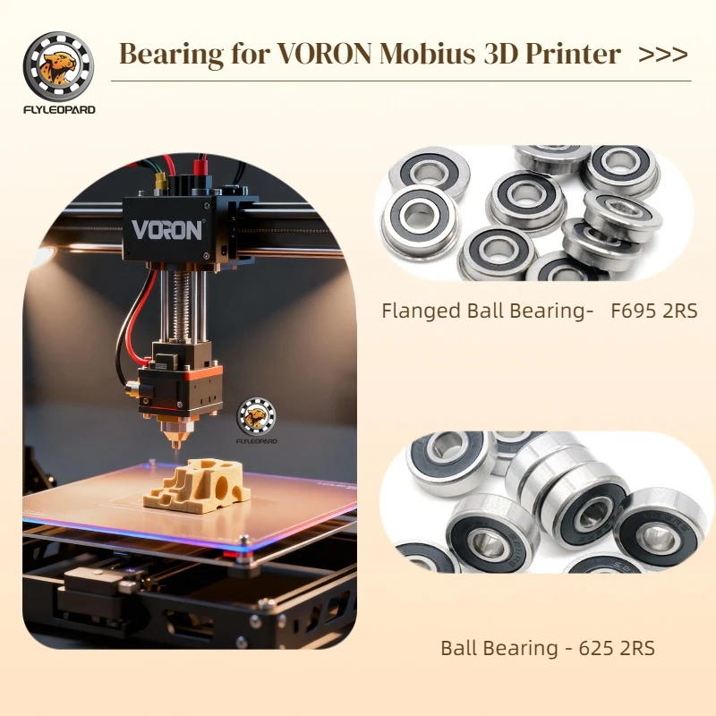 

Orange Rubber Seal Ball Bearing with Flange 5x13x4 mm F695 2RS for Precision Instruments/Voron/Mobius 3D Printer Smooth Rotation