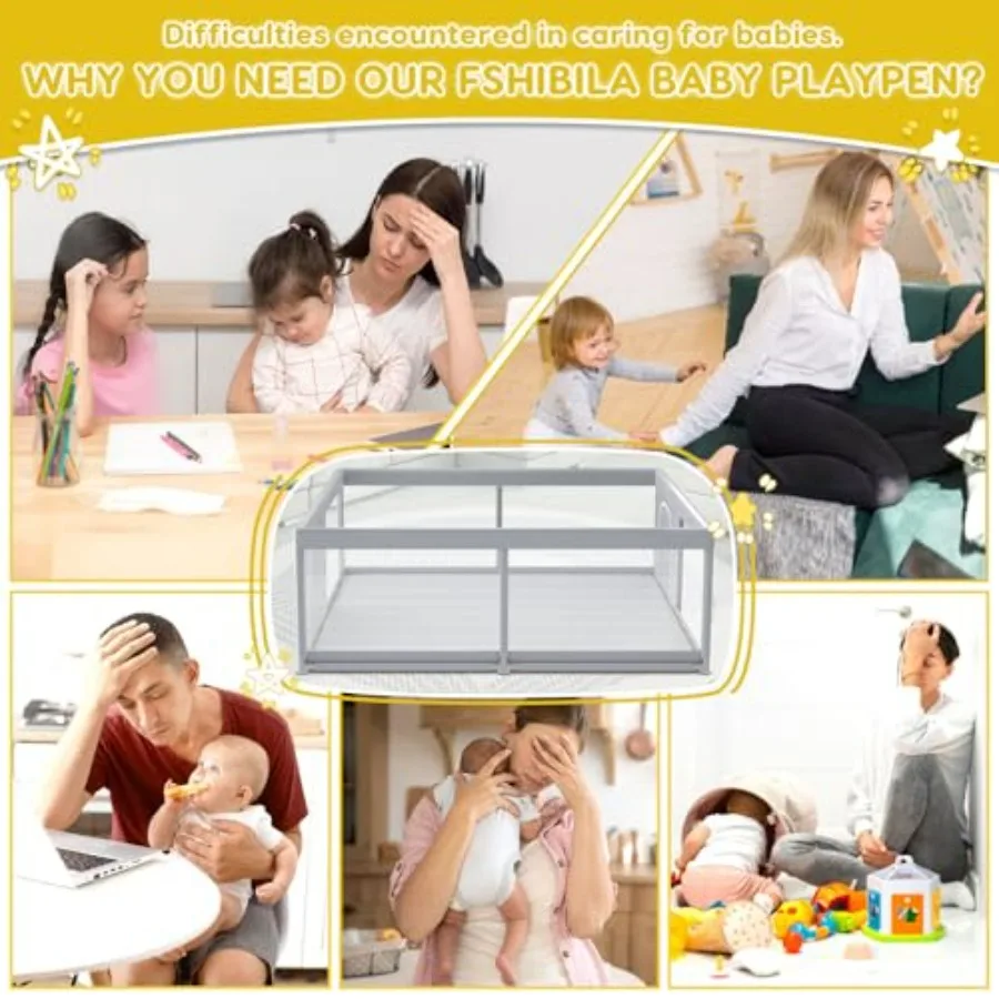 Box per bambini extra large 79×79 per neonati e bambini piccoli Ideale cortile da gioco per interni ed esterni con robusta struttura di sicurezza morbida e traspirante