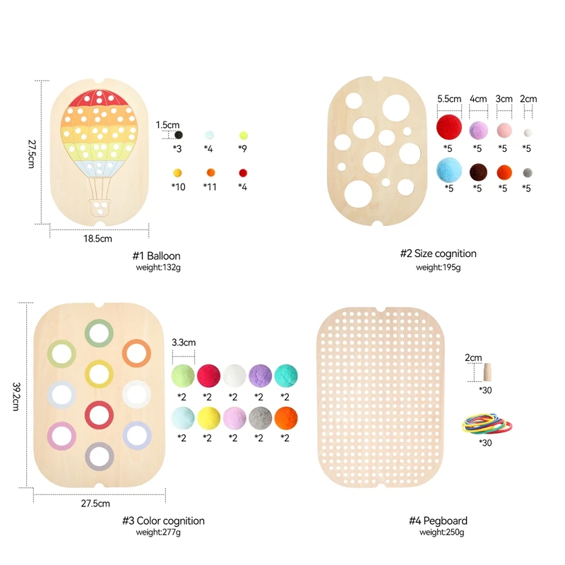 Table d'escalade mentaires orielle pour enfants, jeu de boules de poils, carreaux en bois, jouets d'éducation précoce Montessori, jouets pour enfants, accessoires