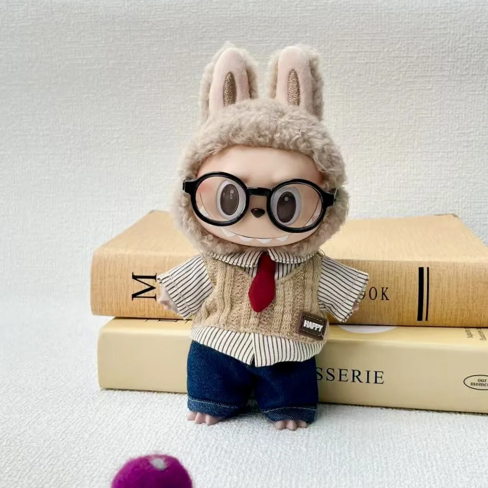 

17cm Mini Plush Doll'S Clothes Outfit Accessories For Korea Kpop Exo Labubu Idol Red and white headband cool set Clothing Gift