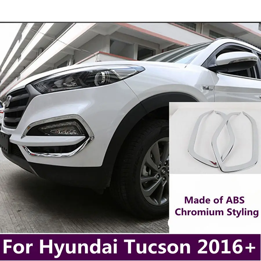 

ABS Chrome Front + Rear Bumper Fog Lights Lamps Decoration Frame Cover Trim Fit For Hyundai Tucson 2016 - 2018 Car Accessories